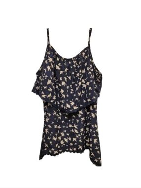 Vanity Blue Cream Lace Bird Dove Flutter Camisole Size Medium